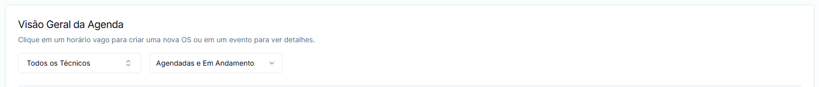 Filter options by technician and status in the Schedule.