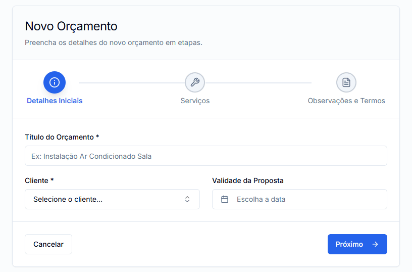 Quote creation form.