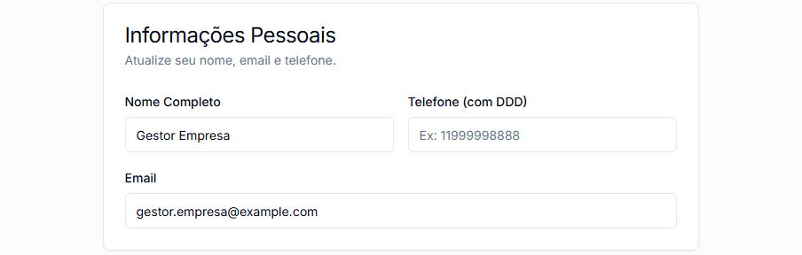 Personal information editing fields.
